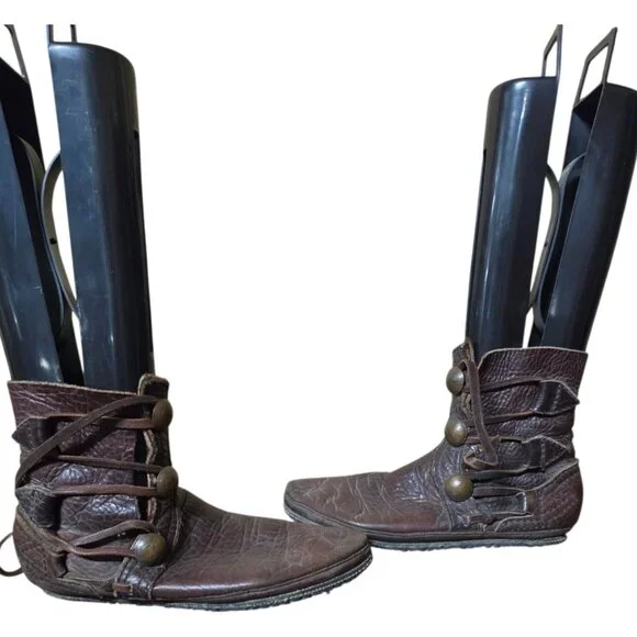 Vintage Unisex All Leather Native American Coin Laced Boots
